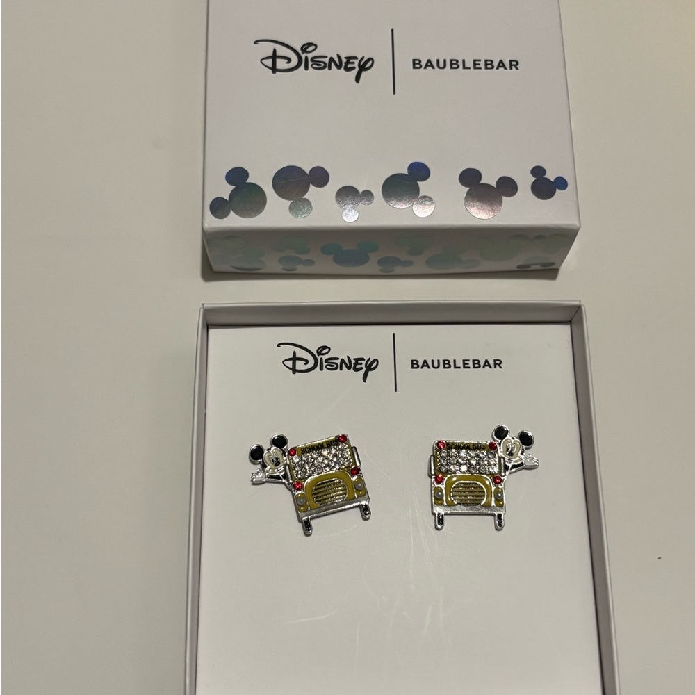 Disney X BaubleBar Mickey Mouse Back to School Bus Crystal Stud Earrings #Bc3